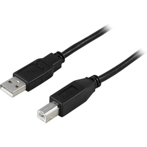 DELTACO, USB 2.0 kabel, USB-A han - USB-B han, 5m, sort