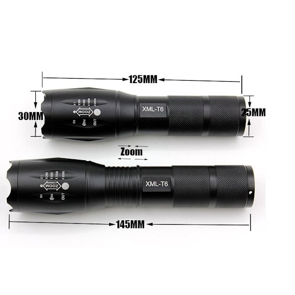 XML-T6 - vandtæt lommelygte med 3800 lumen & zoom-effekt