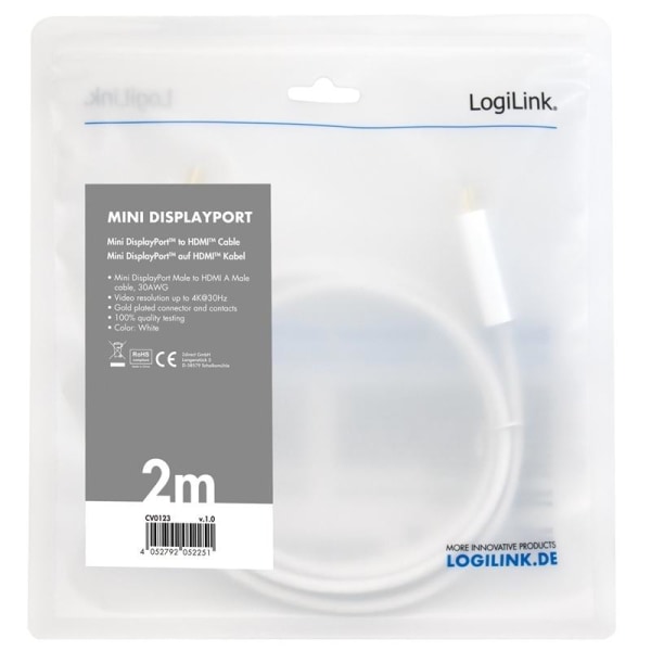 LogiLink Mini DisplayPort -> HDMI 4K 2m