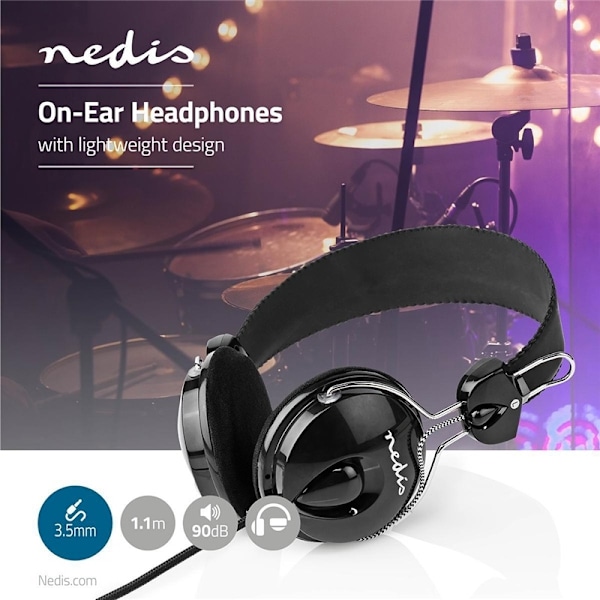 Nedis On-Ear Langalliset Kuulokkeet | 3.5 mm | Kaapelin pituus: 1.10 m | Musta Svart