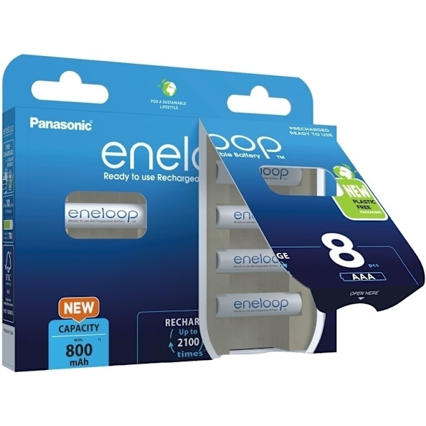 Panasonic Eneloop AAA 800 mAh batteri, 8 st