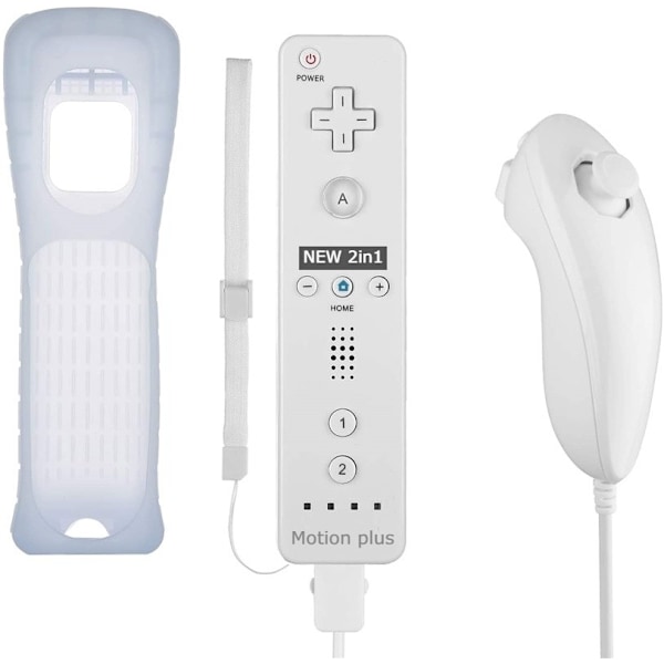 Langaton Plus + Nunchuck yhteensopiva Wii-Wii U:lle, Valkoinen