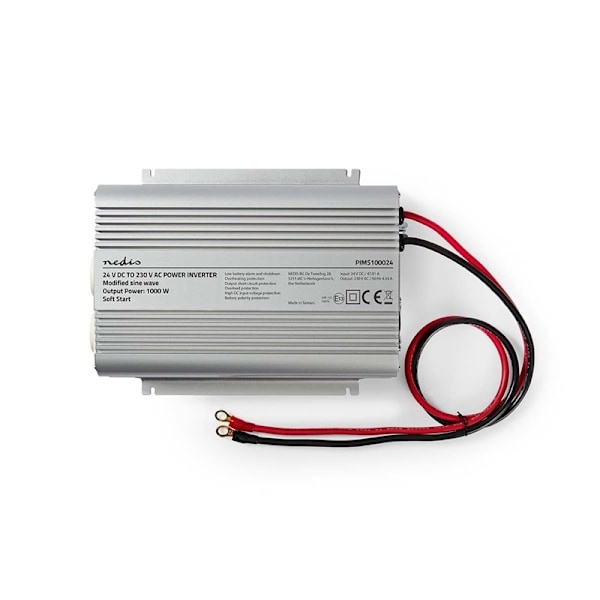 Nedis Växelriktare med modifierad sinusvåg | Inspänning: 24 V DC | Enhetens utgångsanslutning: Type F (CEE 7/3) | 230 V AC 50 Hz | 1000 W | Toppeffekt