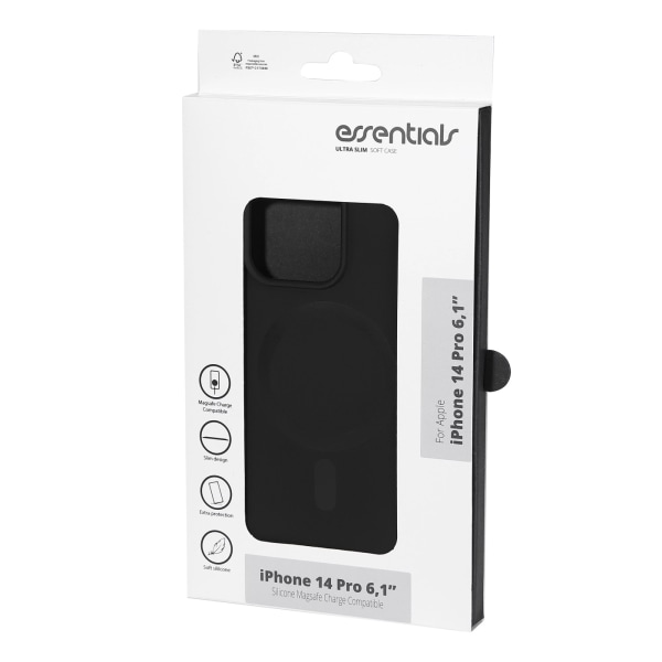 Essentials iPhone 14 Pro Silicone Mag back cover, Black Svart