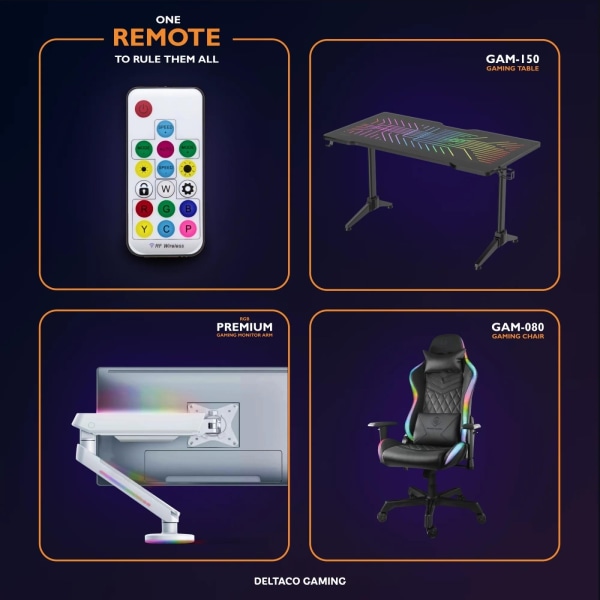 DELTACO GAMING Premium RGB Single monitor arm, remote controller
