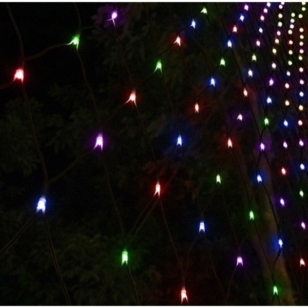 Net lyskæde, udendørs, 120 x 150 cm, 45 LED, adapter, Multi farvet