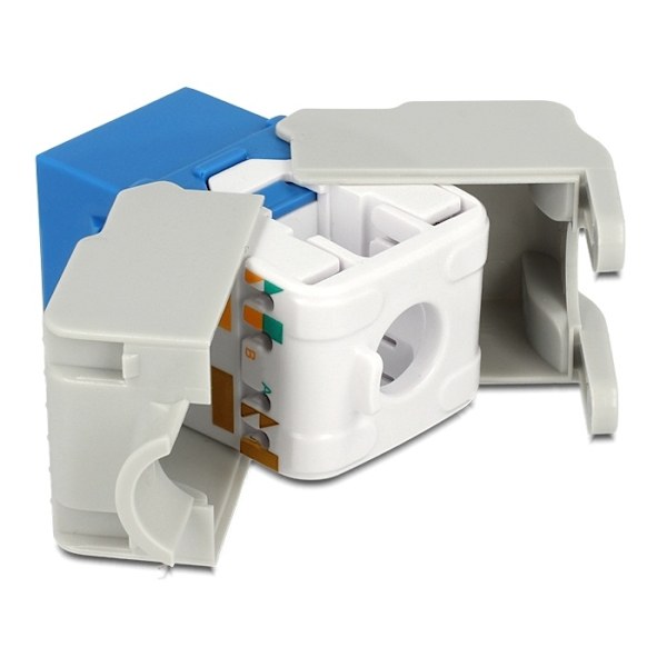 DeLOCK UTP Cat6 Keystone modul, RJ45 ho - LSA Cat6, "Tool-free", blå/