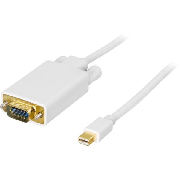 DELTACO mini DisplayPort till VGA(HD15) kabel, ha-ha, 2m, vit (DP-VGA201)