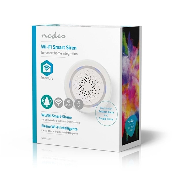 Nedis SmartLife Sireeni | Wi-Fi | Verkkovirtakäyttöinen | 8 ääntä | 85 dB | Android™ / IOS | Valkoinen