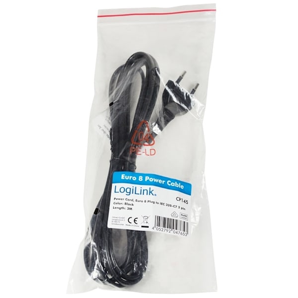 LogiLink Apparatkabel Euro - C7 Svart 3m