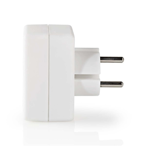 Nedis Eluttag Splitter | Typ F (CEE 7/7) | 250 V AC 50 Hz | Fransk / Type C (CEE 7/16) | 250 V AC 50/60 Hz | 2.5 A | 1700 W | Vit