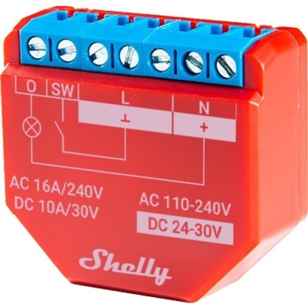 Shelly Plus 1PM Reläbrytare för Wi-Fi-nätverk