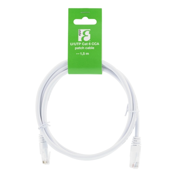 EPZI U/UTP Cat6 patch cable, CCA, 1.5m, 250MHz, white