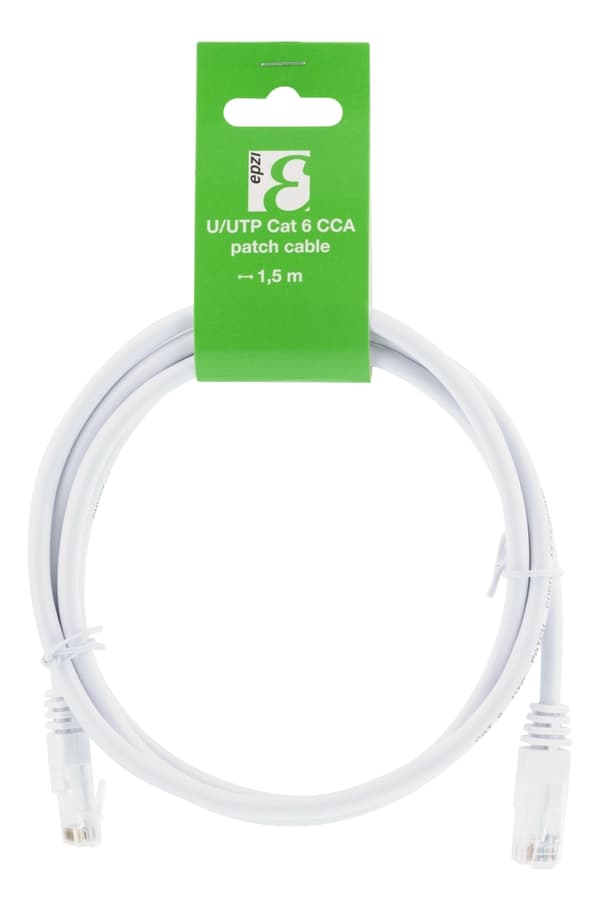 EPZI U/UTP Cat6 patchkabel, CCA, 1,5m, 250MHz, vit
