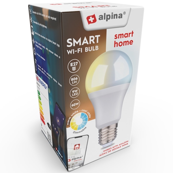Alpina WiFi Smart E27 LED lämmin/kylmä valkoinen 9W 806 lm