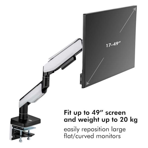 LogiLink Gaming-monitorarm 17-32 med belysning  Svart/Vit