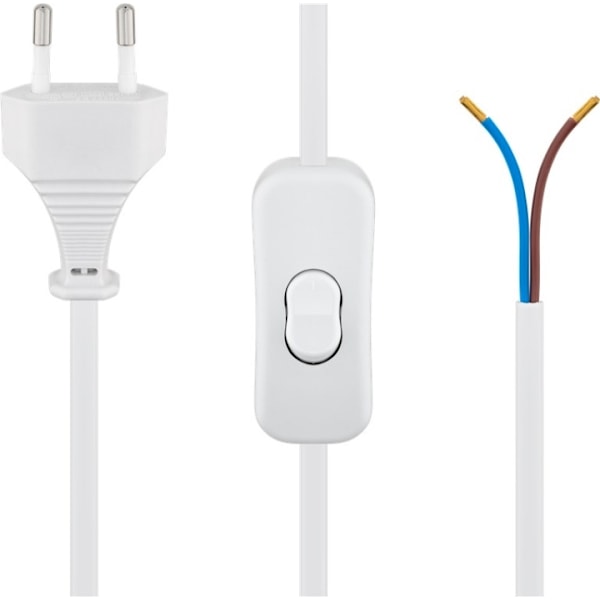 Goobay Kabel med euro-kontakt för montering - med strömbrytare, 1,5 m, vit Euro-kontakt (typ C, CEE 7/16) > lösa kabeländar