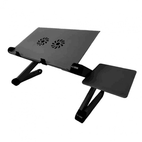Sammenklappeligt Laptopbord med Køleåbning & Mus-holder, Sort