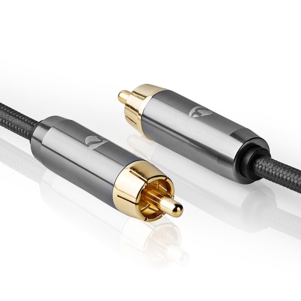 Nedis subwoofer Kabel | RCA Hane | RCA Hane | Guldplaterad | 3.00 m | Rund | 4.5 mm | Antracit / Grått Med Metall | Lock