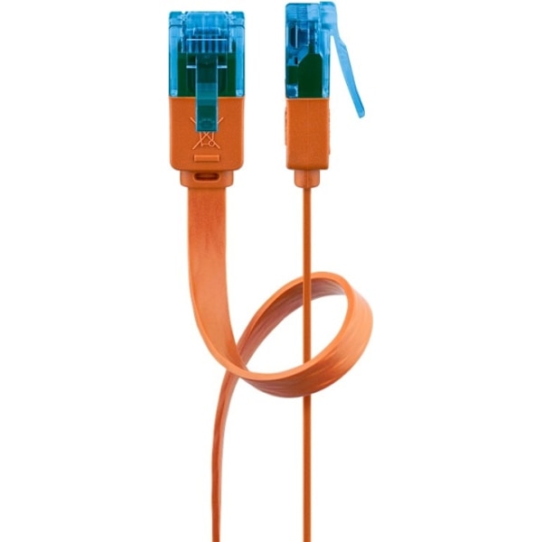 Goobay CAT 6A platt patchkabel, U/UTP, orange kopparledare (CU), 2 m