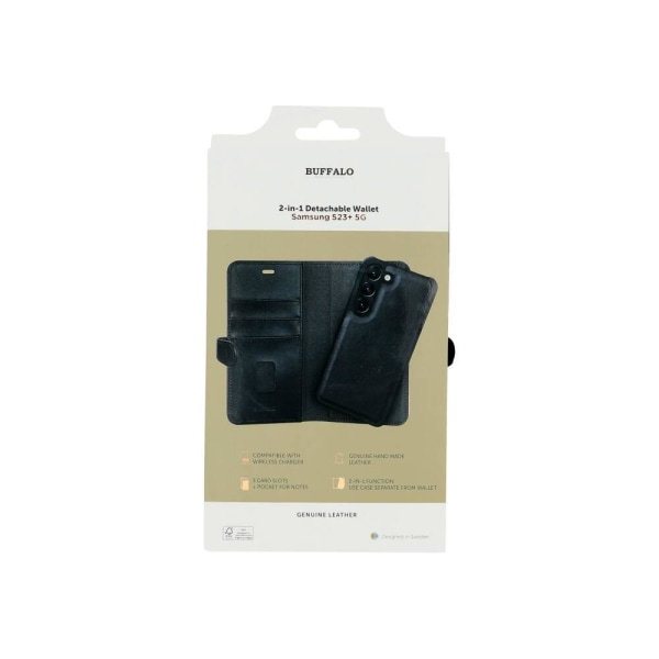 BUFFALO 2in1 Wallet Leather 3 card Samsung  S23+ 5G Black Svart