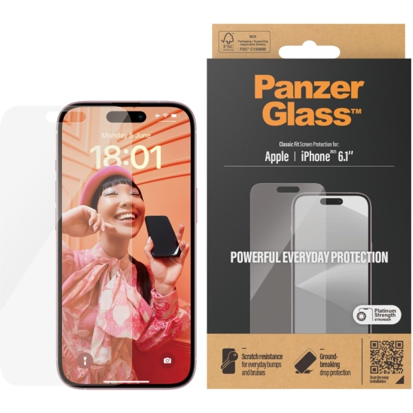 PanzerGlass lasikalvo, iPhone 15 Transparent