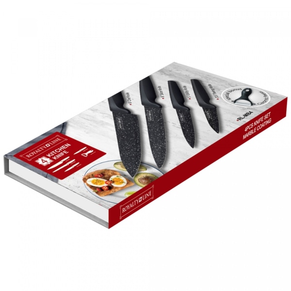 Royalty Line RL-MB4 4 Pieces Marble Coated Knife Set with Cerami