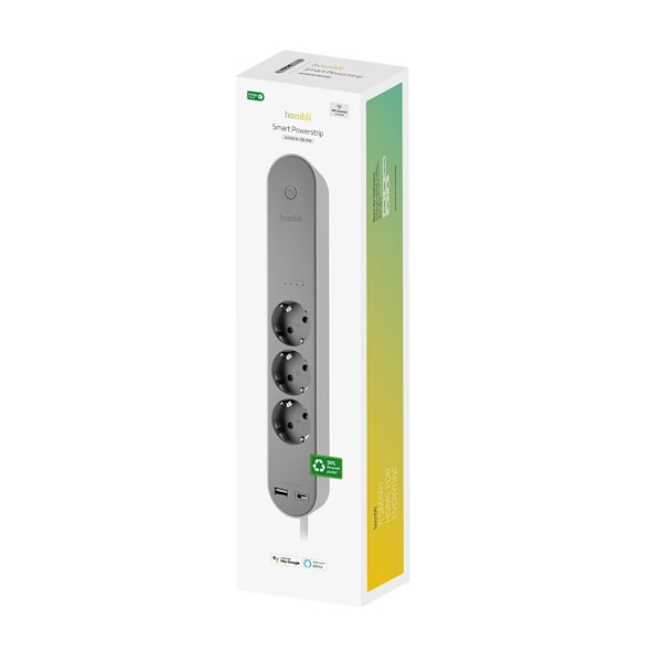 Hombli Smart Stikdåse 3-vejs Grå USB-C & USB-A