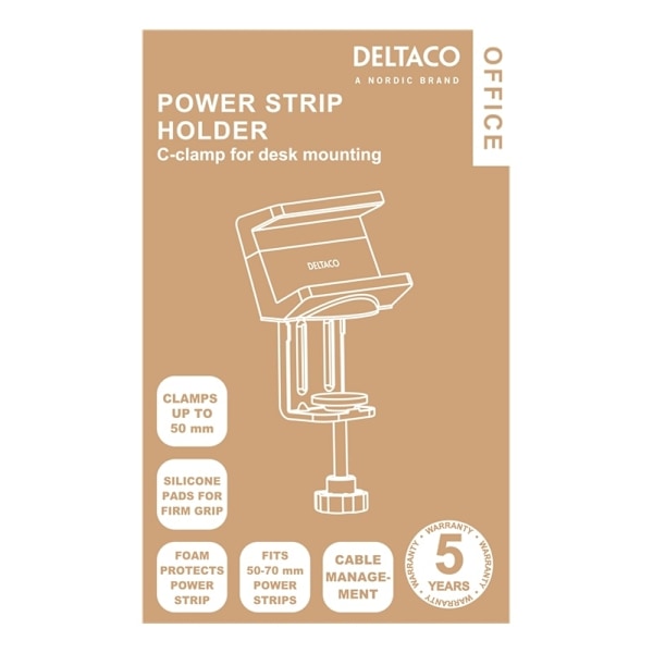 DELTACO Office, Clamp-On Power Strip Holder
