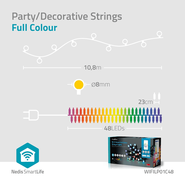 Nedis SmartLife Jouluvalot | Partylight | Wi-Fi | RGB | 48 LED's | 10.80 m | Android™ / IOS