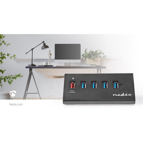 Nedis USB-hubb | USB Micro-B Hona | USB-A Hona | 5-Port port(s) | QC3.0 / USB 3.2 Gen 1 | Strömadapter / USB ström | 5 Gbps | 5x USB