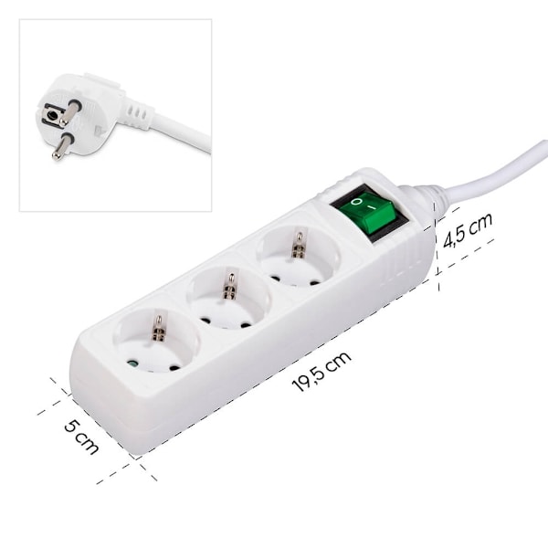 Hama Power Strip 3-way Switch White 1.4m