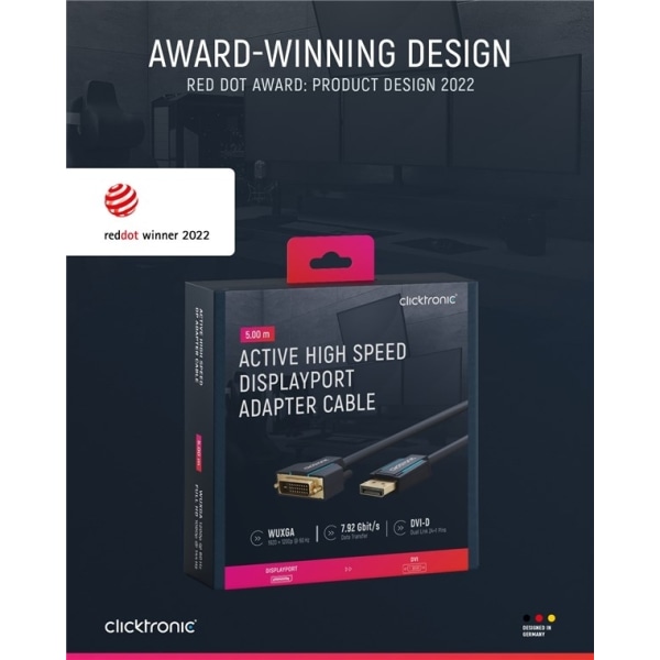 ClickTronic Adapterkabel för aktiv DisplayPort™ till DVI-D Premi