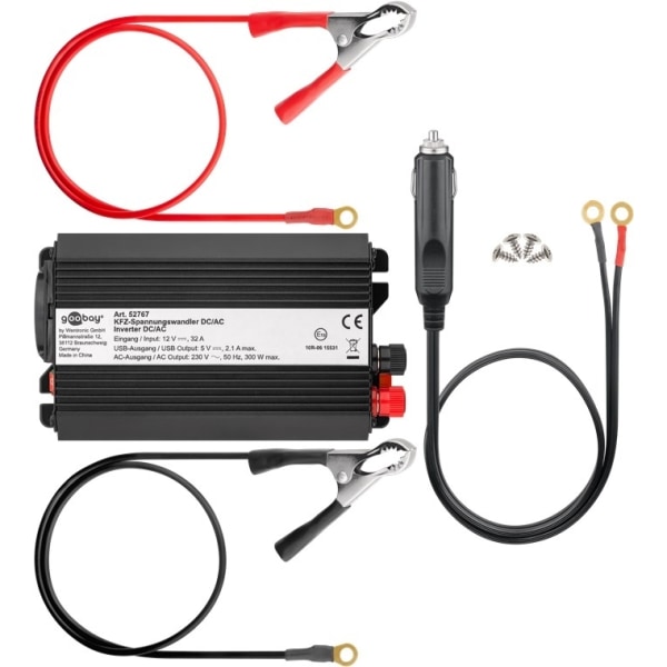 Goobay Spänningsomvandlare DC/AC (12 V - 230 V/300 W) USB omvandlar 12 V DC till 230 V AC