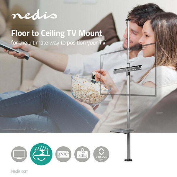 Nedis Fuld Motion TV Stand | 37 - 70 " | Maksimal vægt: 30 kg | Vipbar | Kan drejes | Justerbare forudfastsatte højder | Aluminium / Stål | Sort / Søl