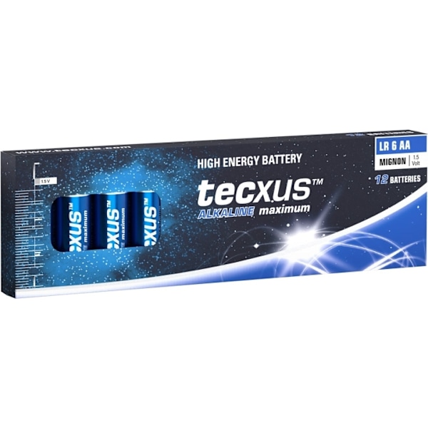 tecxus LR6/AA (Mignon) batteri, 12 stk. æske alkaline mangan batteri, 1,5 V