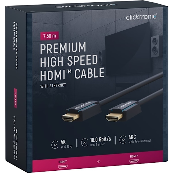 ClickTronic HDMI™-kaapeli Ethernet-yhteydellä, huippuluokan kaapeli