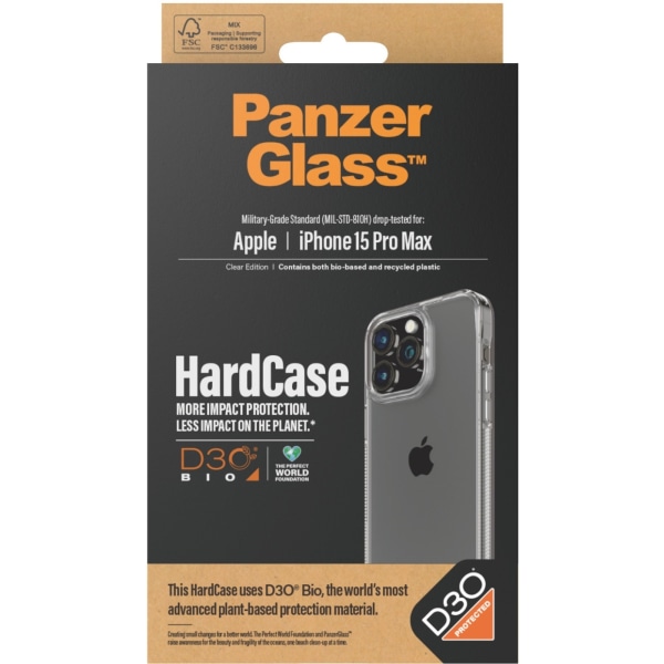 PanzerGlass HardCase with D3O -suojakotelo, iPhone 15 Pro Max Transparent