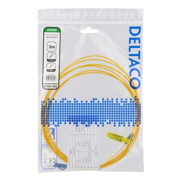 Deltaco OS2 Fiber cable, LC – LC, simplex, singlemode, UPC, 3m