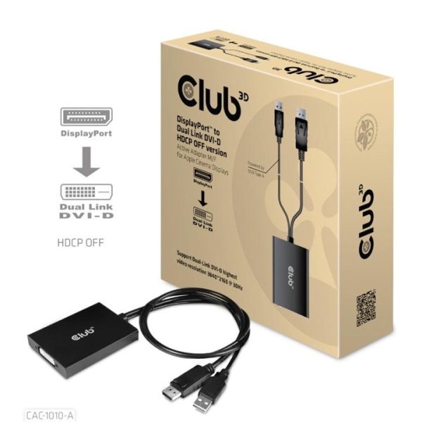 CLUB3D CAC-1010-A videokabeladapter 0,6 m DisplayPort DVI-D + US