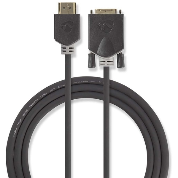 Nedis HDMI™ kabel | HDMI™ Stik | DVI-D 24 + 1-pin han | 1080p | Guldplateret | 2.00 m | Lige | PVC | Antracit | Window Box med Euro lås