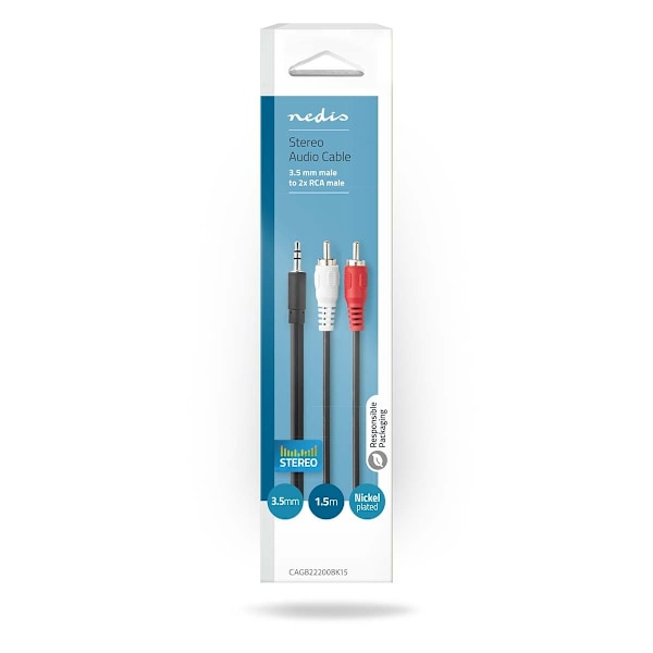 Nedis Stereolydkabel | 3,5 mm Han | 2x RCA Han | Nikkelbelagt