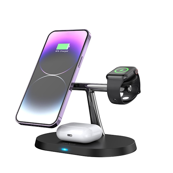 Maxlife MXWC-03 - 3-i-1 Trådløs Ladestation, 15W, Sort