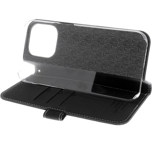 Insmat Exclusive Flip Case -lompakkokotelo, iPhone 15 Pro Max, musta Svart
