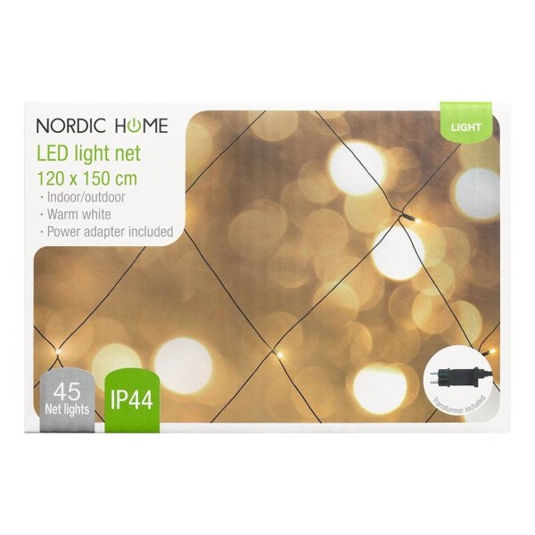 NORDIC HOME LED-valoverkko, 120x150cm, IP44, valkoinen