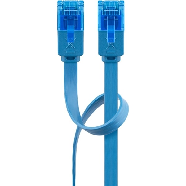 Goobay CAT 6A platt patchkabel, U/UTP, blå kopparledare (CU), 2 m