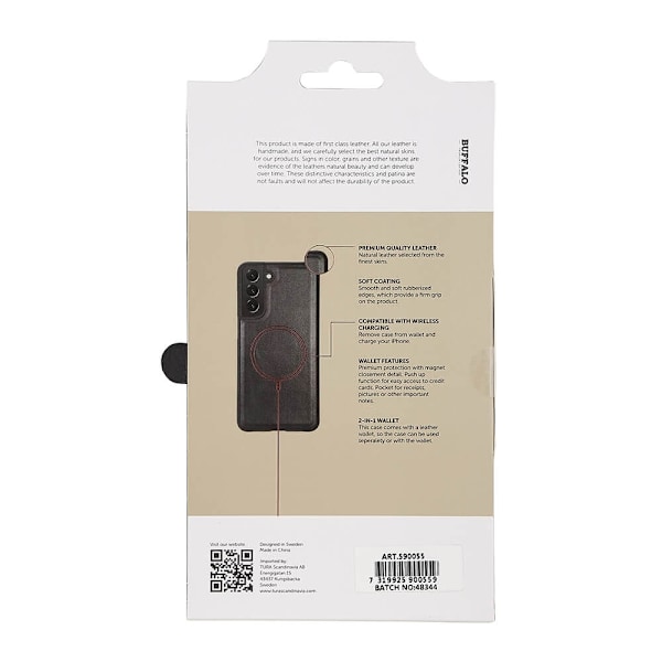 Buffalo Wallet Læder Til 3 kort  Samsung S21FE 5G Sort Svart