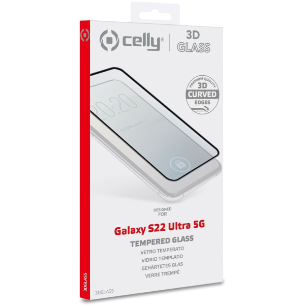 Celly Härdat glas 3D Galaxy S22 Ultra Transparent