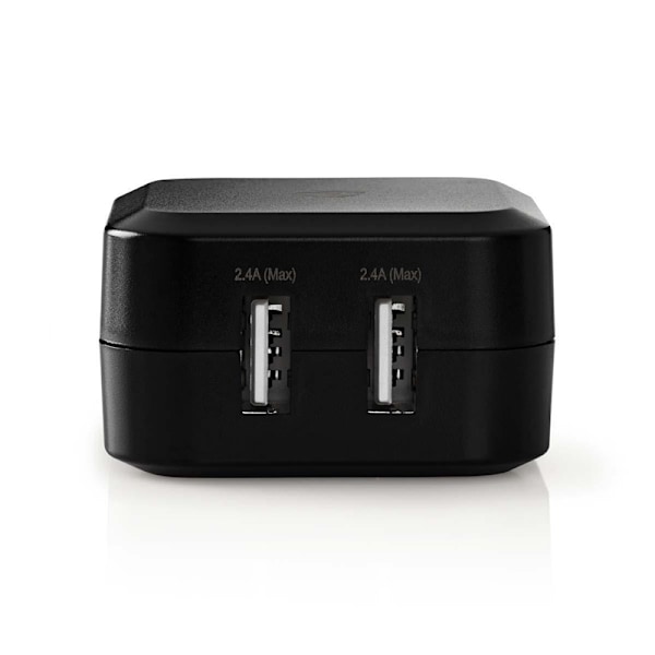 Nedis Väggladdare | 24 W | Snabbladdnings funktion | 2x 2.4 A A | Antal utgångar: 2 | 2x USB-A | Utan kabel | Single Voltage Output