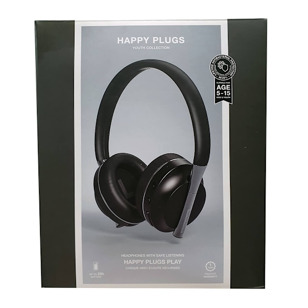 Happy Plugs Play Hovedtelefoner Over-Ear 85dB Trådløse Sort Svart